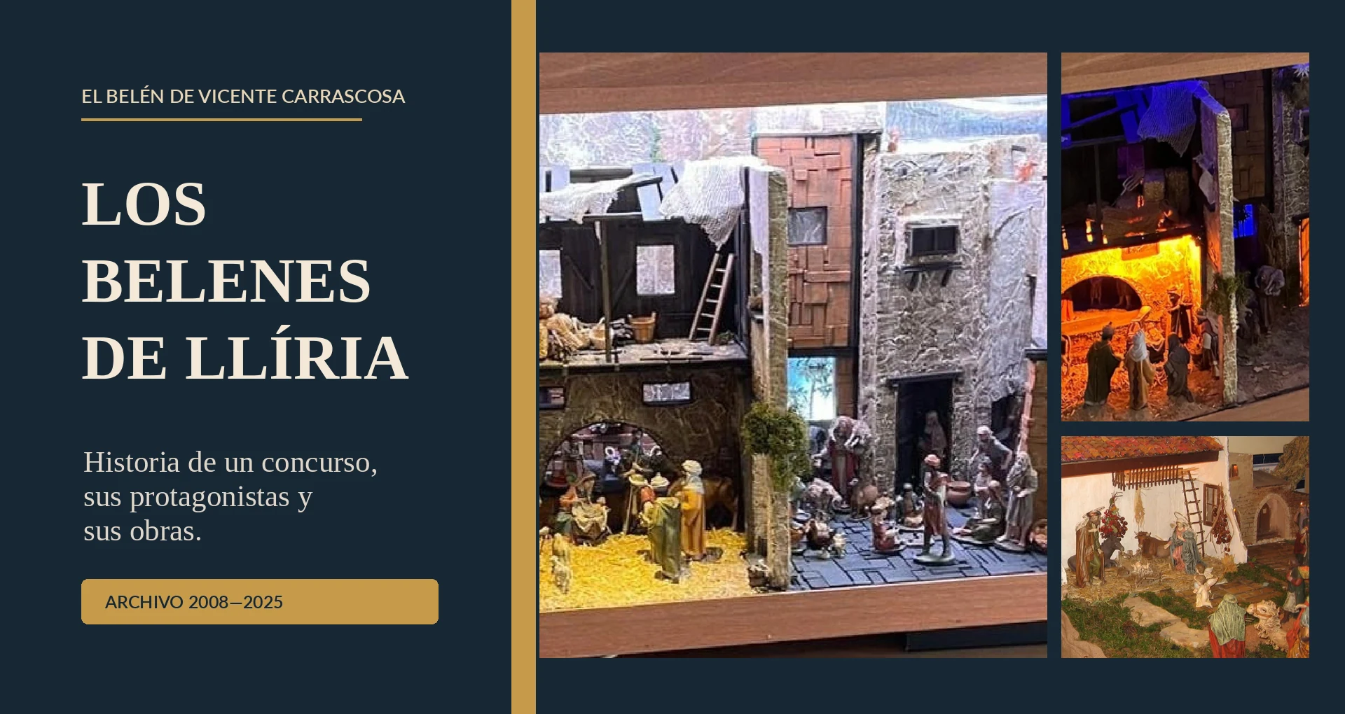 Portada de la sección Los belenes de Llíria, compuesta con fotografías reales del archivo del concurso